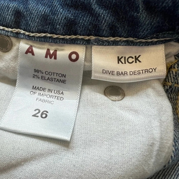 AMO Kick Crop Dive Bar Destroy Raw Hem Jeans Denim Casual Women’s 26 - Picture 8 of 8
